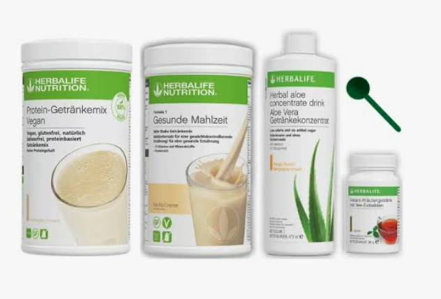 Herbalife Produkte für die Gewichtskontrolle: Protein-Getränkemix, Formula 1 Shake, Aloe Vera Konzentrat und Kräutertee